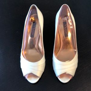 Nina ivory Criana in luster satin dress shoes